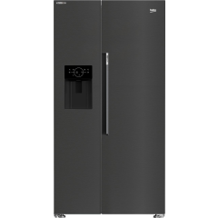 Beko ASN652VPZ Plumbed American Fridge Freezer - Black Steel 
