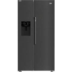 Beko ASP342VPZ Harvestfresh™ Plumbed Frost Free American Fridge Freezer - Black Steel