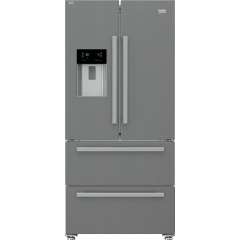 Beko HarvestFresh™ GNE460520DVPX Plumbed Frost Free American Fridge Freezer - Stainless Steel Effect 