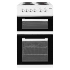Beko KD531AW 50Cm Twin Cavity Electric Cooker With Solid Plate Hob 