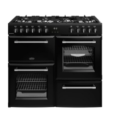 Belling 444411829 FARMHOUSE 100DF BLK 444411829 Farmhouse 100Df 100Cm Dual Fuel Range Cooker - Black