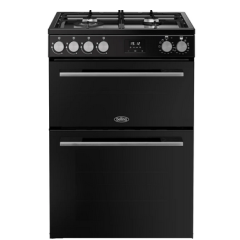 Belling 444412048 FSA VISION 60DF BSS 444412048 60Cm Dual Fuel Double Oven In Black With Stainess Ha