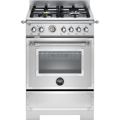 Bertazzoni HER64L1EXT2 Heritage Series HER64L1EXT2 60cm Wide Single Oven Dual Fuel Cooker - Steel