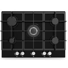 Cata UBGOG701BK 5 Burner Gas Hob - Black Glass