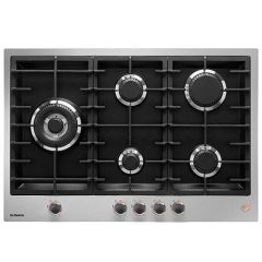 De Dietrich DPE7729XF 72Cm 5 Burner Gas Hob With Cast Iron Pan Supports - Stainless Steel