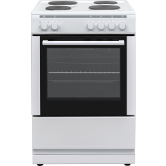 Electra SE60W/1 60cm Electric Cooker with Solid Plate Hob - White 