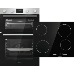 Hisense BI6095CXUK Built In Electric Double Oven and Ceramic Hob Pack - Stainless Steel / Black 