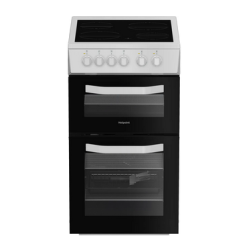 Hotpoint HTE5VCW Hotpoint Hte5vcw 50Cm Twin Cavity Electric Cooker With Ceramic Hob - White - A Rate