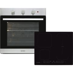 Indesit INDIFWINDUCT Built In Electric Single Oven And Induction Hob Pack - Stainless Steel / Black