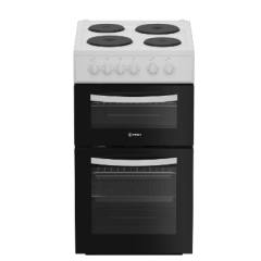 Indesit ITE5EMW 50Cm Wide Single Oven Electric Cooker With Solid Plate Hob