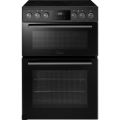 Midea MFO24EME4R118-BK 60cm Wide Double Oven Electric Cooker with Ceramic Hob - Black