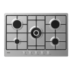 Neue NHW74WX 75Cm Gas Hob With Enamel Pan Supports & Front Rotary Control Stainless Steel 