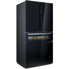 Siemens KF96RSBEA Iq700 Freestanding American Fridge Freezer - Black Glass Doors - E Rated - Extende
