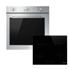 Smeg AOSF64M3C2 Cucina Built In Electric Single Oven And Ceramic Hob Pack