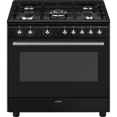 Smeg CX91GMBL Concert 90Cm Dual Fuel Range Cooker - Black