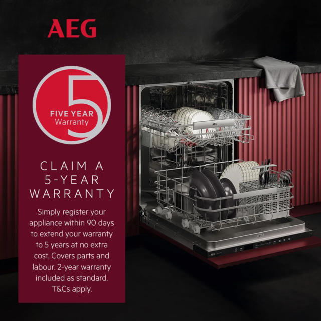 AEG 6000 Series GI6200B1SN Fully Integrated Full Size Dishwasher - White Control Panel with Sliding Door Hinge Kit
