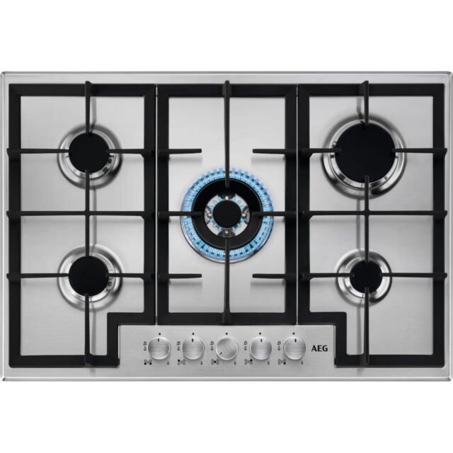Aeg HGB75400SM 74Cm Gas Hob - Stainless Steel