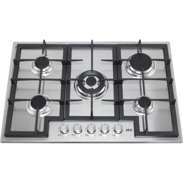 Aeg HGB75400SM 74Cm Gas Hob - Stainless Steel