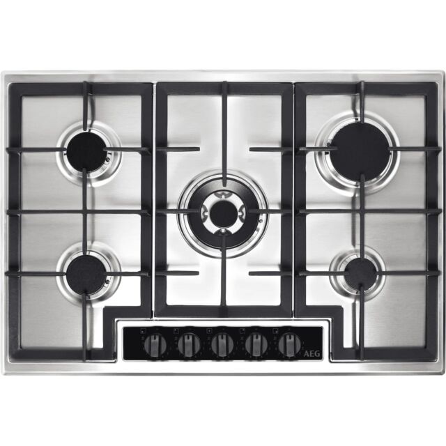 Aeg HGB75420YM 74Cm Gas Hob - Stainless Steel
