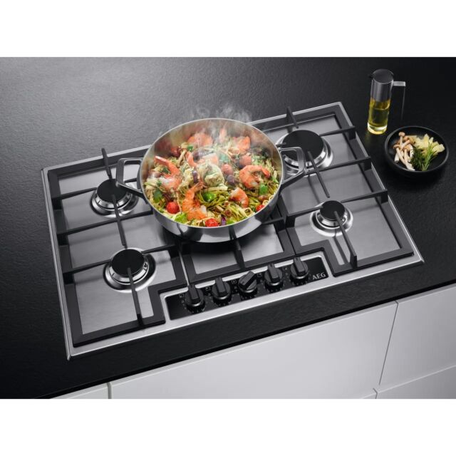 Aeg HGB75420YM 74Cm Gas Hob - Stainless Steel