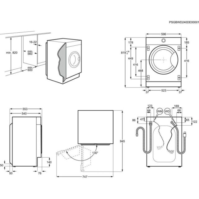 Aeg LFX6G8434BI Aeg 6000 Autosense Lfx6g8434bi Integrated 8Kg Washing Machine With 1400 Rpm - White 