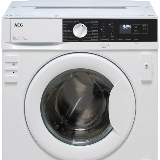 Aeg LFX6G8434BI Aeg 6000 Autosense Lfx6g8434bi Integrated 8Kg Washing Machine With 1400 Rpm - White