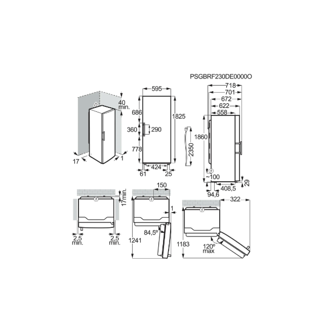 AEG 7000 Series OAG7M281EX Frost Free Upright Freezer - Silver 