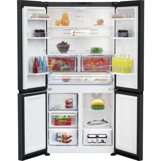 Beko GN446224VPZ Frost Free American Fridge Freezer - Black Steel 