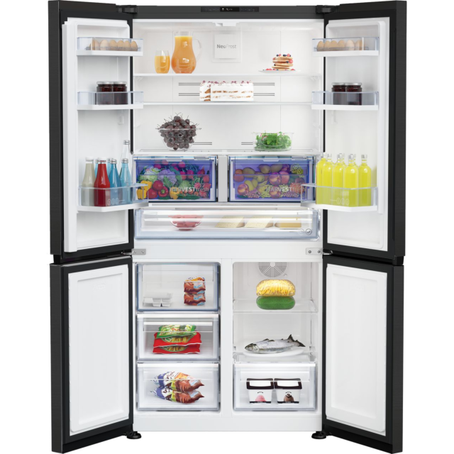 Beko GN446224VPZ Frost Free American Fridge Freezer - Black Steel 
