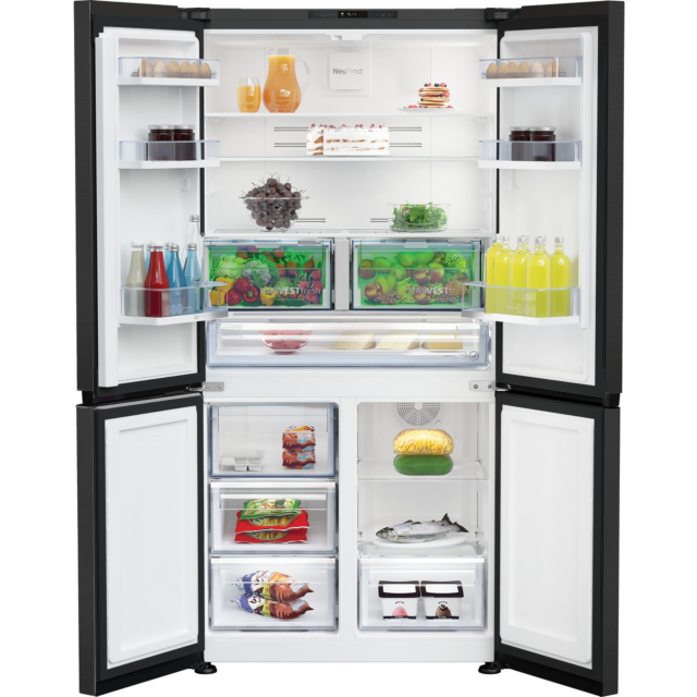 Beko GN446224VPZ Frost Free American Fridge Freezer - Black Steel 