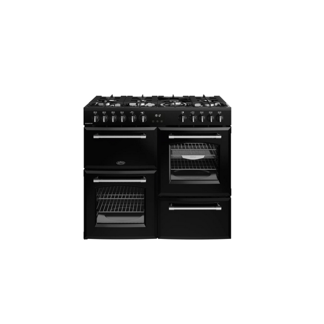 Belling 444411829 FARMHOUSE 100DF BLK 444411829 Farmhouse 100Df 100Cm Dual Fuel Range Cooker - Black