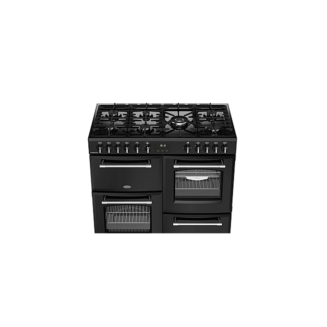 Belling 444411829 FARMHOUSE 100DF BLK 444411829 Farmhouse 100Df 100Cm Dual Fuel Range Cooker - Black