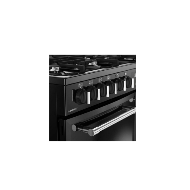 Belling 444411829 FARMHOUSE 100DF BLK 444411829 Farmhouse 100Df 100Cm Dual Fuel Range Cooker - Black