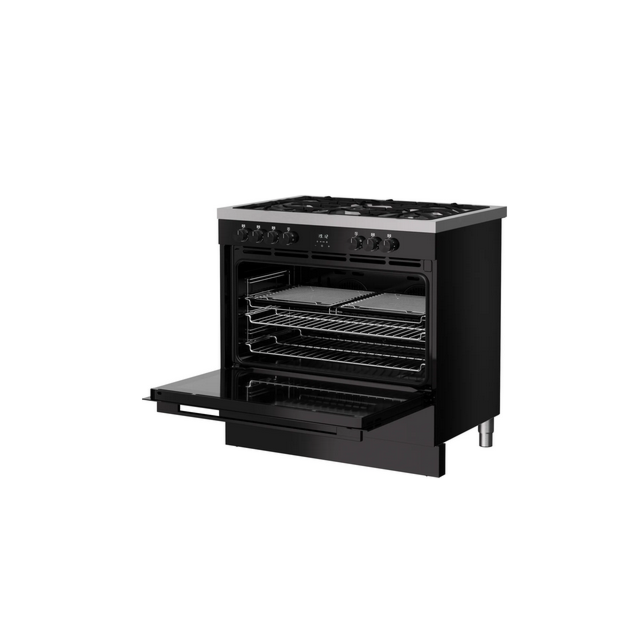 Belling 444412039 RCA VISION SGL 90DF BLK 444412039 90Cm Dual Fuel Range Cooker With Gas Hob