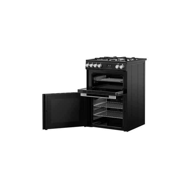 Belling 444412048 FSA VISION 60DF BSS 444412048 60Cm Dual Fuel Double Oven In Black With Stainess Ha