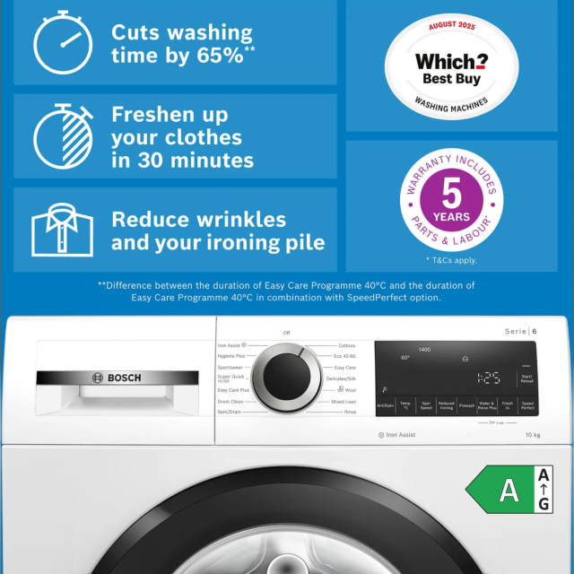 Bosch WGG254Z1GB Series 6 10kg Washing Machine with 1400 rpm - White