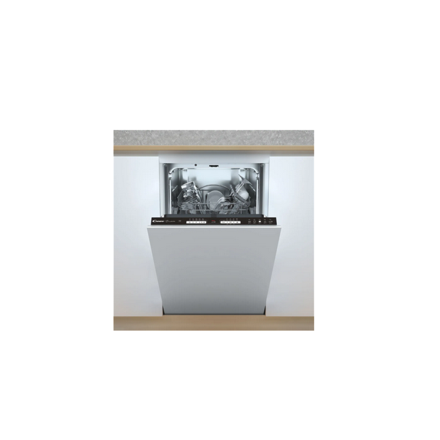 Candy CDIH 2L952-80 Integrated Slimline Dishwasher - Black Control Panel With Fixed Door Fixing Kit