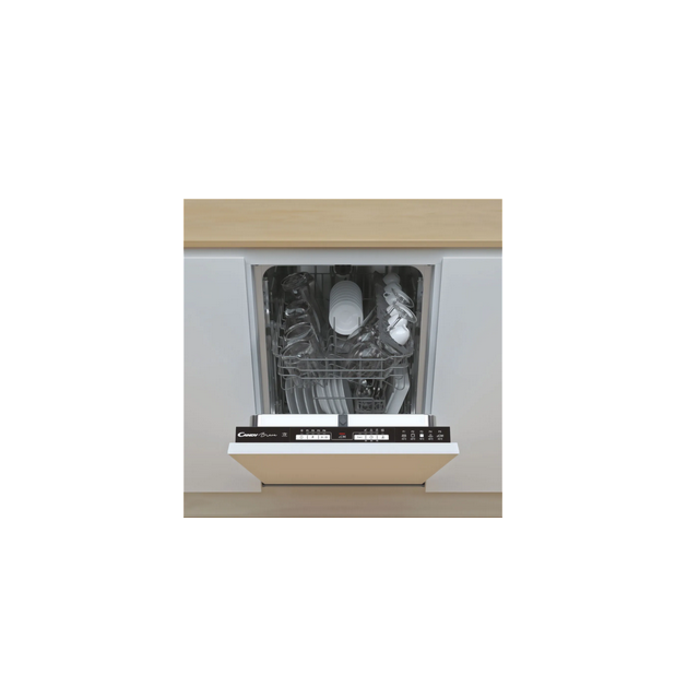 Candy CDIH 2L952-80 Integrated Slimline Dishwasher - Black Control Panel With Fixed Door Fixing Kit