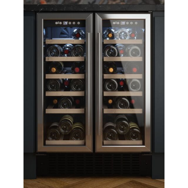 Cata UBSSWC60DD 60Cm Wide 32 Bottle Double Door Wine Cooler - Stainless Steel