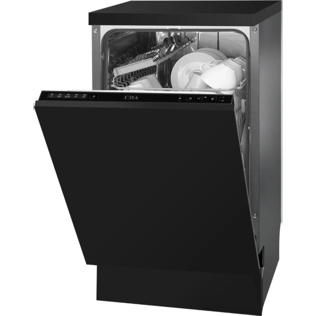 Cda SCD4509 Integrated Slimline Dishwasher - Black Control Panel with Fixed Kit