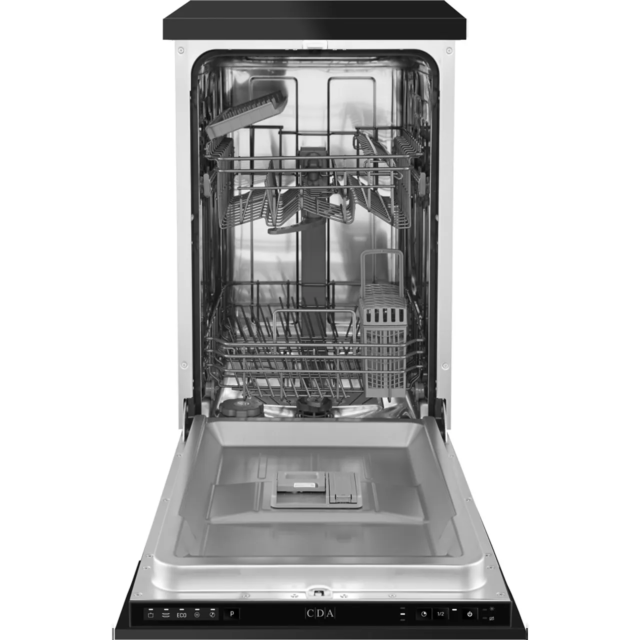 Cda SCD4509 Integrated Slimline Dishwasher - Black Control Panel with Fixed Kit