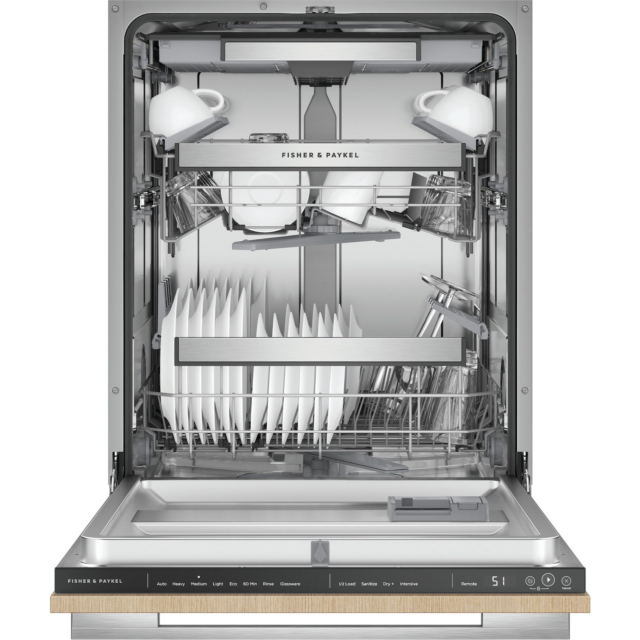 Fisher & Paykel Series 9 DW60UT4HI2 Wifi Connected Fully Integrated Standard Dishwasher - Silver Control Panel 