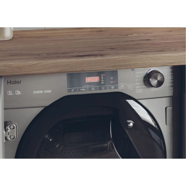 Haier HDB4H7A2TBERX80 Series 4 Integrated 7Kg Heat Pump Tumble Dryer - Anthracite