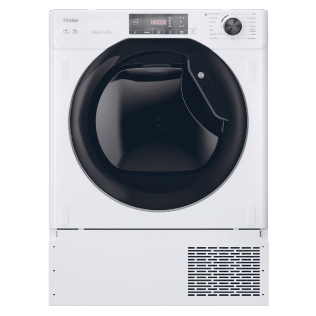 Haier HDBIH7A2TBEX Haier Series 4 Hdbih7a2tbex Integrated 7Kg Heat Pump Tumble Dryer - White - A++ R