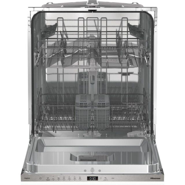 Hisense HV642E90UK Integrated Standard Dishwasher - Stainless Steel Control Panel 