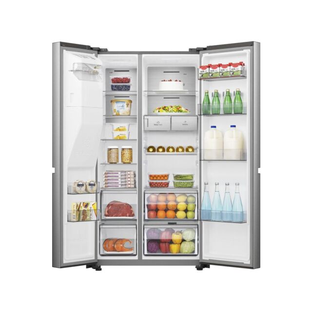 Hisense Pureflat Infinite RS818N4TIC Wifi Connected Non-Plumbed Total No Frost American Fridge Freezer - Stainless Steel 