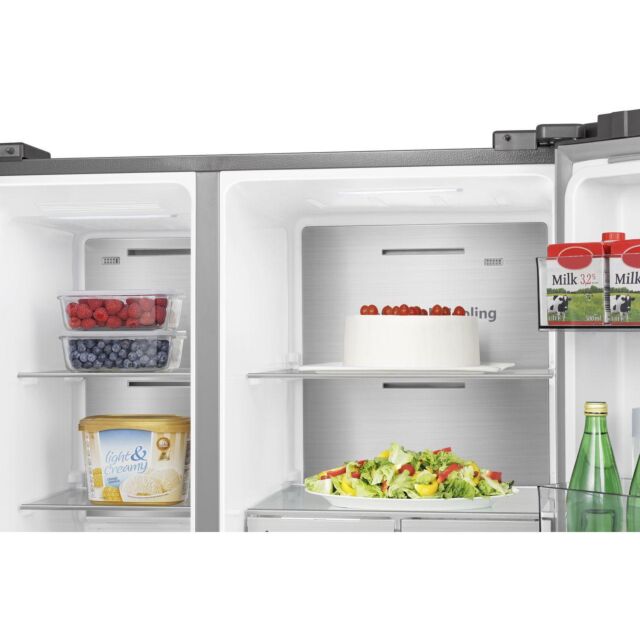 Hisense Pureflat Infinite RS818N4TIC Wifi Connected Non-Plumbed Total No Frost American Fridge Freezer - Stainless Steel 