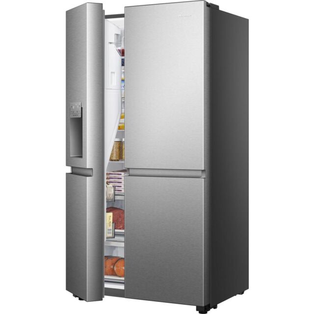 Hisense Pureflat Infinite RS818N4TIC Wifi Connected Non-Plumbed Total No Frost American Fridge Freezer - Stainless Steel 