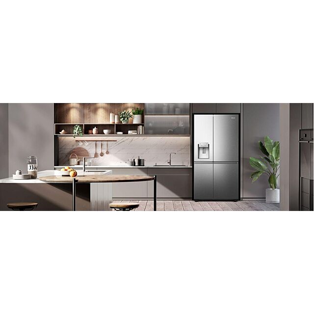 Hisense Pureflat Infinite RS818N4TIC Wifi Connected Non-Plumbed Total No Frost American Fridge Freezer - Stainless Steel 