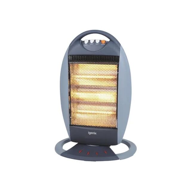Igenix IG9514 Igenix Electric Halogen Heater, 3 Heat Settings, 1200W, Grey